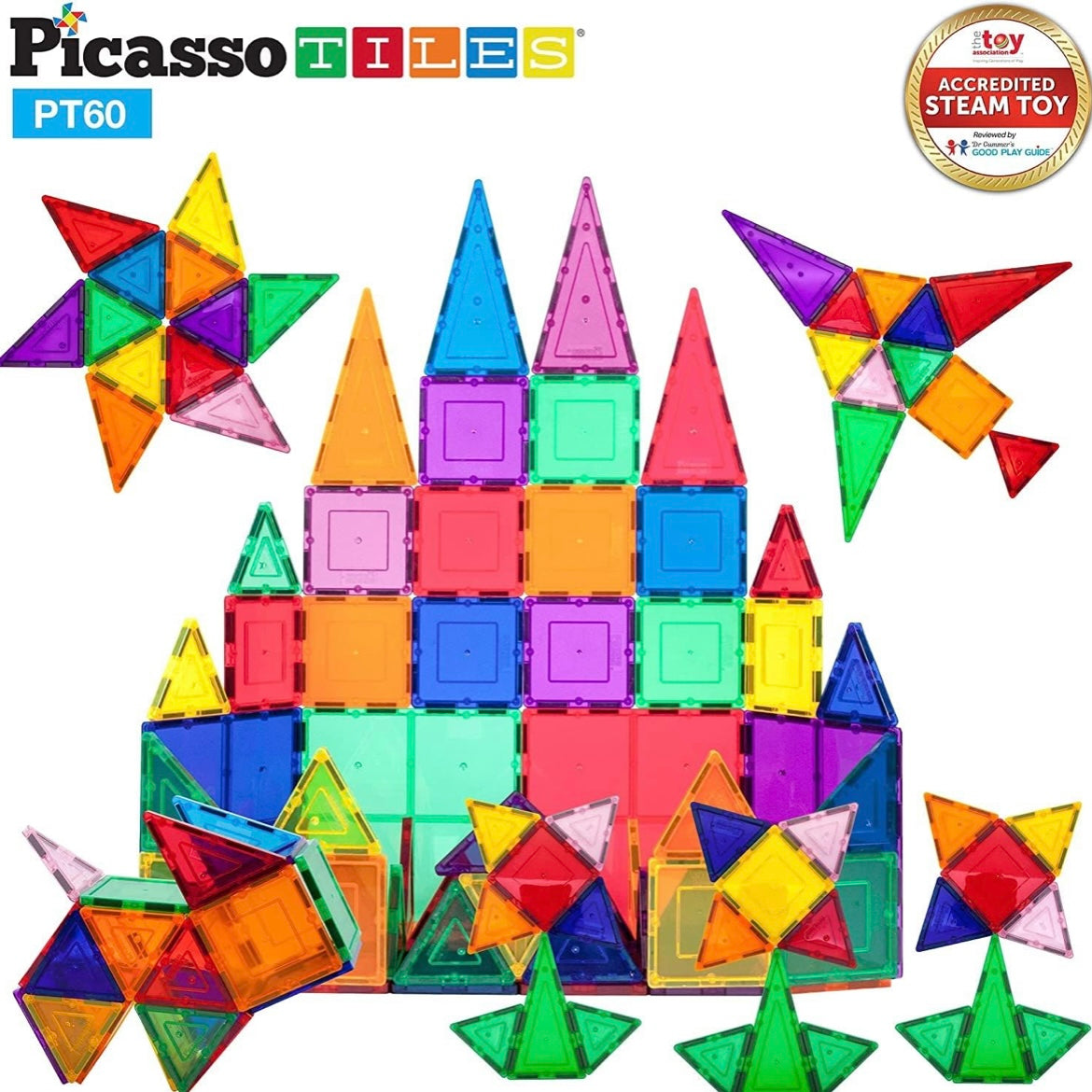 Picasso 3-D Magnetic Tiles • 60 Pieces