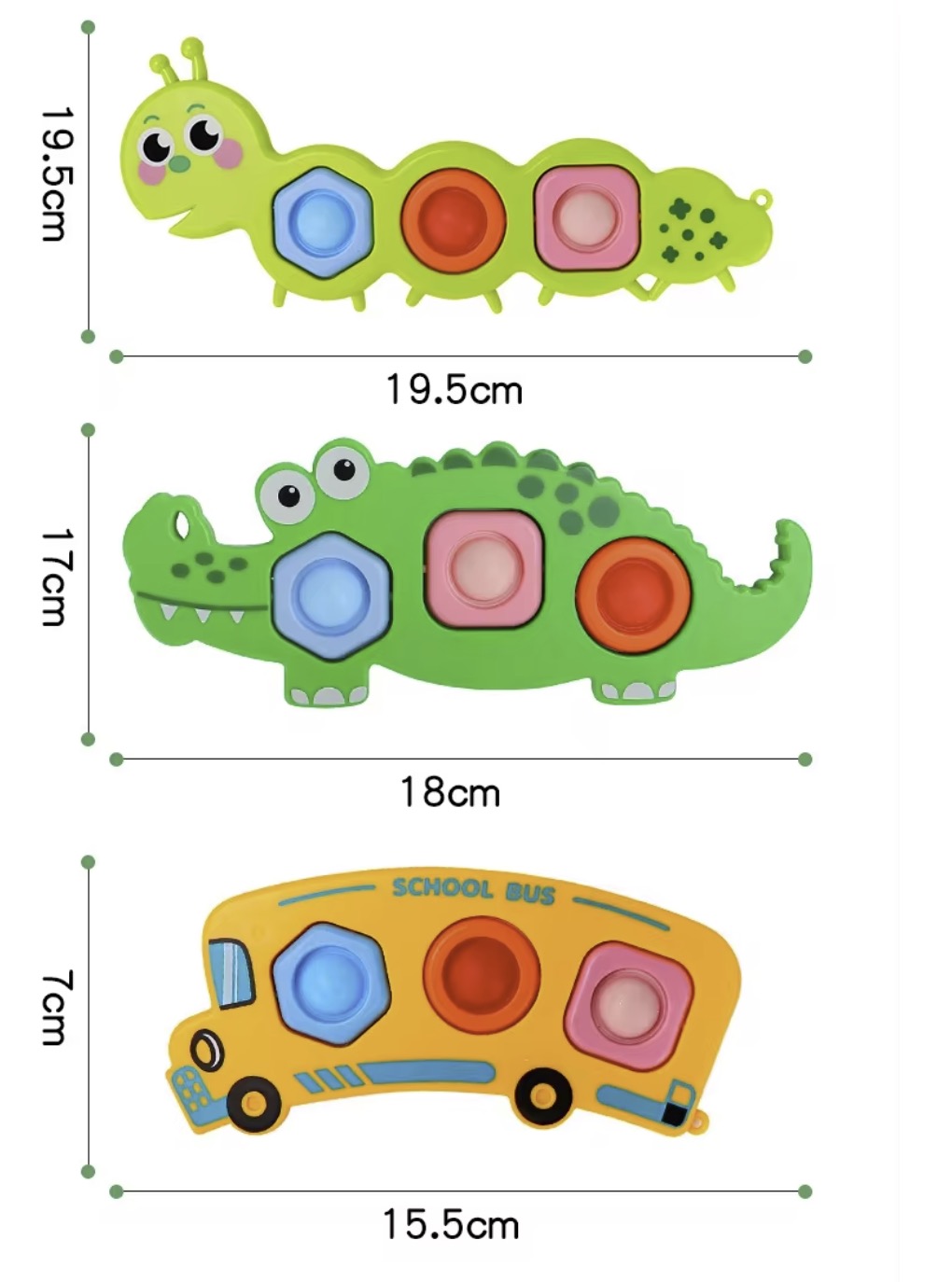 3 piece "Pop It" Sensory Montessori Toy