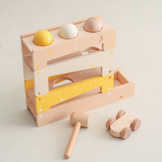 2 in 1 Montessori wooden ball and hammer toy