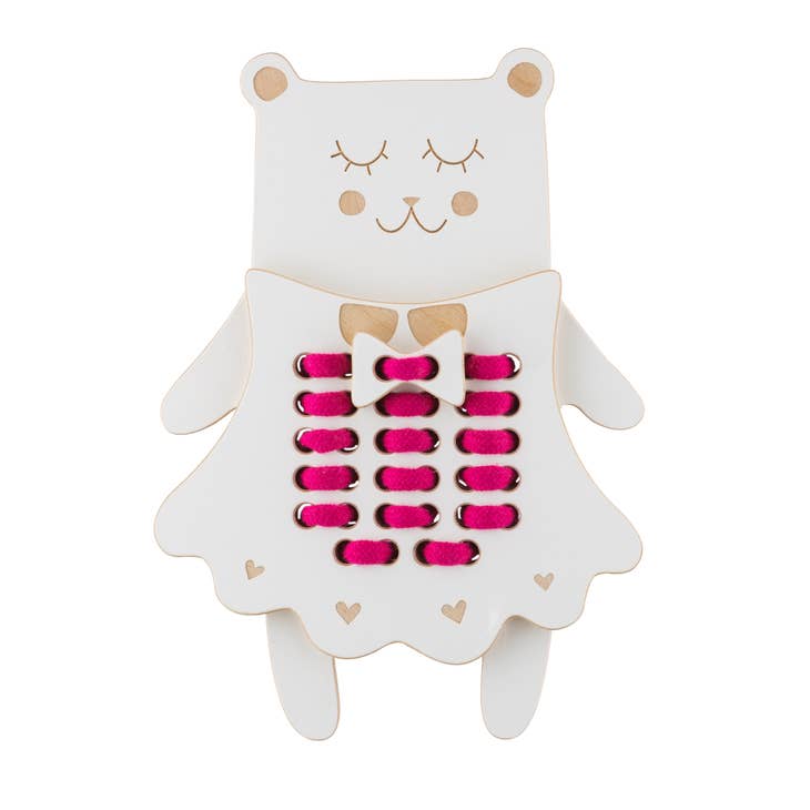 Mrs Teddy Bear | Montessori lacing toy