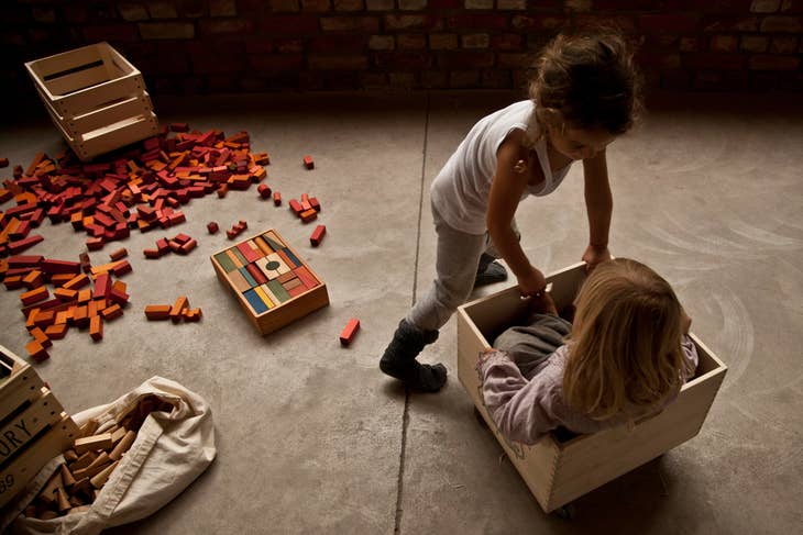 Wooden Blocks In Tray XL - 63 pcs Rainbow